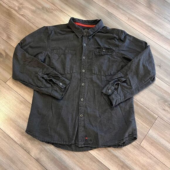 Harley‎ Davidson Grey Casual Buttonup Men XL Bin L-111 - Picture 1 of 5
